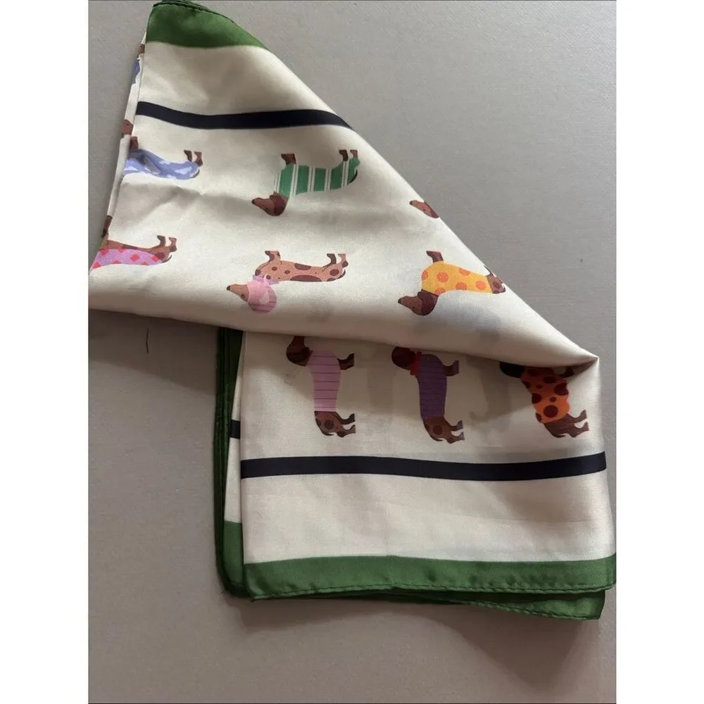 Green Dachshund Print Dog Scarf M786